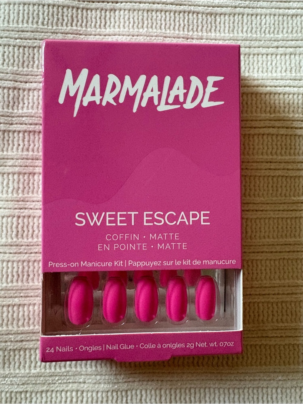 Marmalade "Sweet Escape" Pink Coffin Matte Press-On Nails